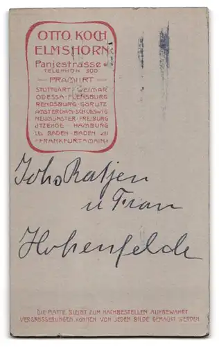 Fotografie Otto Koch, Elmshorn, Panjestrasse, Bürgerliches Ehepaar im Sonntagsstaat