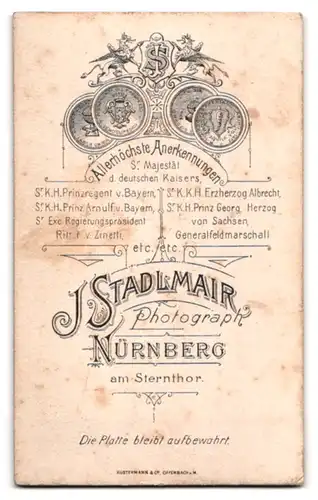 Fotografie J. Stadlmair, Nürnberg, am Sternthor, Bürgerlicher Herr mit Schnurrbart