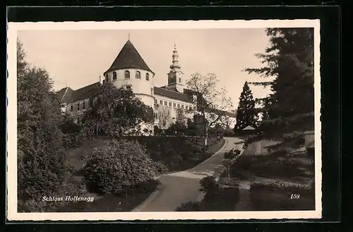 AK Deutschlandsberg, Strassenpartie mit Schloss Hollenegg