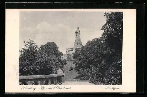 AK Hamburg, 31. Deutscher Philatelistentag und Postwertzeichen-Ausstellung 1925, Bismarck-Denkmal, Ganzsache