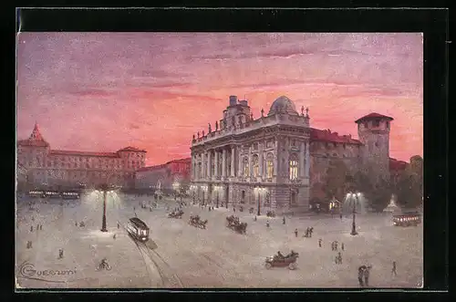 Künstler-AK G. Guerzoni: Torino, Piazza Castello col Palazzo Reale