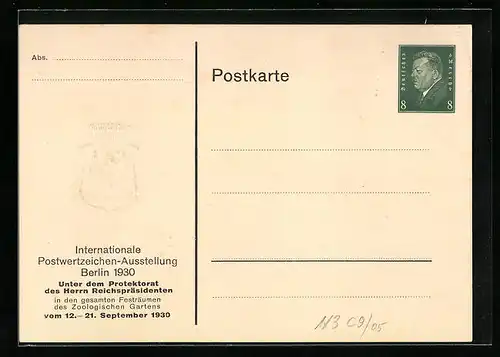 Präge-AK Berlin, Internationale Postwertzeichen-Ausstellung 1930