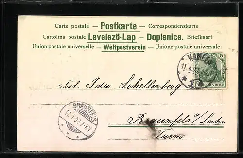 AK Fröhliche Ostern, Osterengel spielt die Harfe