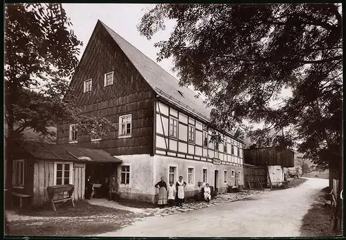 Fotografie Brück & Sohn Meissen, Ansicht Rehefeld, Strasse vor Biedermanns Gasthaus