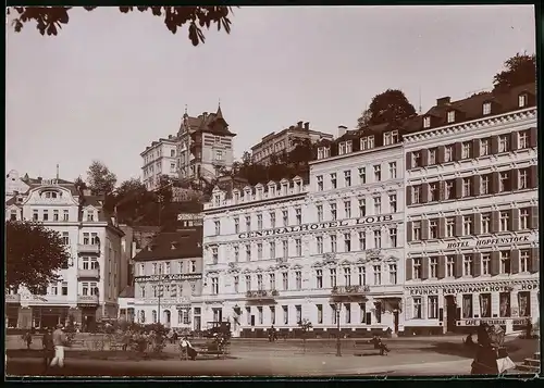 Fotografie Brück & Sohn Meissen, Ansicht Karlsbad, Centralhotel Loib, Hotel Hopfenstock