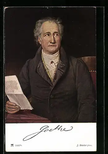 Künstler-AK Johann Wolfgang von Goethe beim Lesen eines Briefs