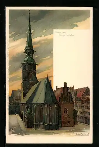 Künstler-AK Otto Hammel: Hannover, Blick auf die Kreuzkirche