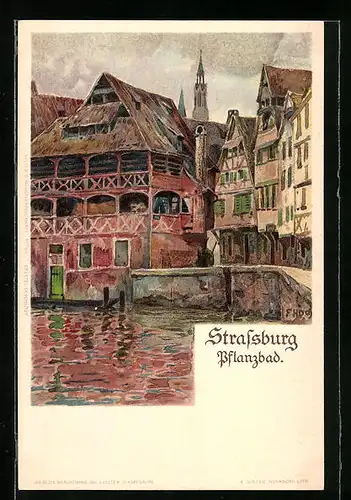Künstler-AK Franz Xaver Hoch: Strassburg, Darstellung vom Pflanzbad