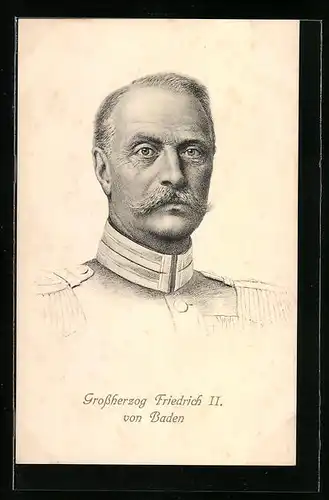 Künstler-AK Grossherzog Friedrich II. von Baden in Uniform
