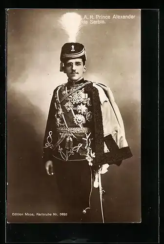 AK Kronprinz Alexander von Serbien in Husaren-Uniform