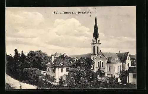 AK Schaffhausen, Steigkirche aus der Vogelschau