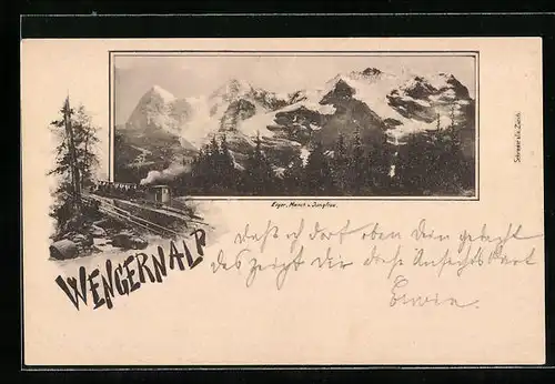 AK Wengernalp, Blick auf Eiger, Mönch und Jungfrau