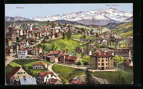 AK Herisau, Ortsansicht mit Säntis