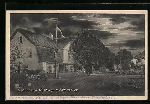 AK Howacht b. Lütjenburg, Strassenpartie mit Pferdewagen