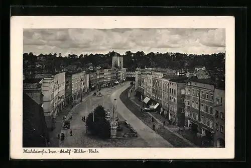 AK Mühldorf a. Inn, Platz aus der Vogelschau