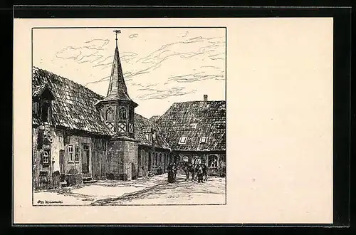 Künstler-AK Otto Ubbelohde: Lauterbach, Im Burghof