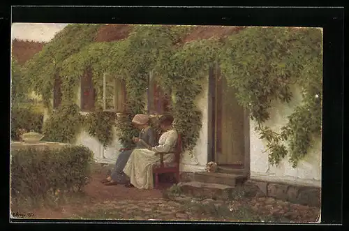 Künstler-AK sign. A. Broge: Sommernachmittag, Dänische Kunst