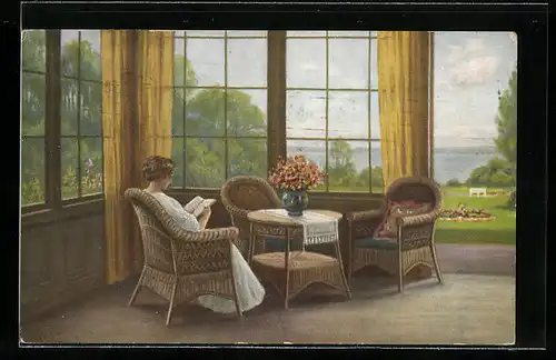 Künstler-AK sign. V. Krogh: Mussestunden, Dänische Kunst