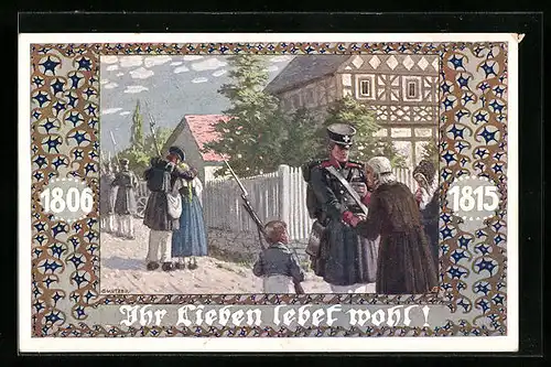 Künstler-AK Ernst Kutzer: Ihr Lieben lebet wohl, Soldaten verabschieden sich