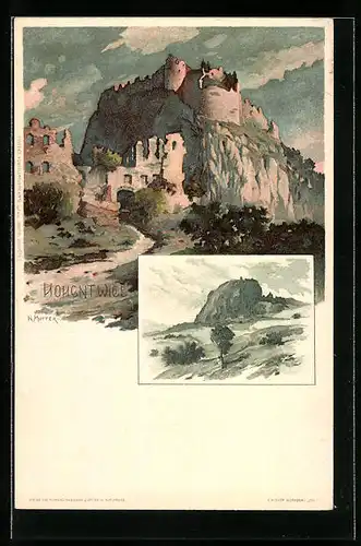 Künstler-AK Karl Mutter: Hohentwiel, Blick zur Burgruine