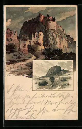 Künstler-AK Karl Mutter: Hohentwiel, Blick zur Burgruine