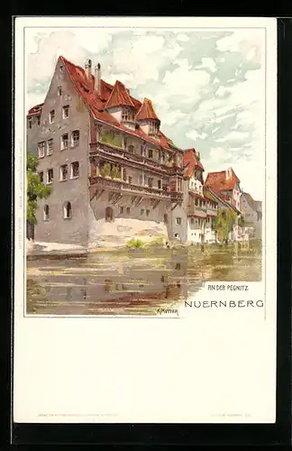 Künstler-AK Karl Mutter: Nürnberg, Partie an der Pegnitz