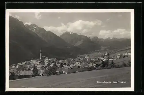AK Sent /Unter-Engadin, Ortsansicht aus der Vogelschau