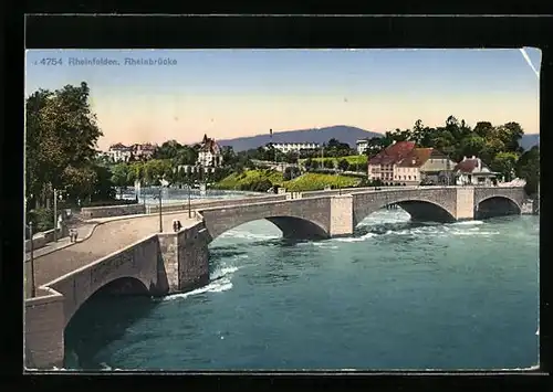 AK Rheinfelden, Blick über den Rhein auf die Rheinbrücke