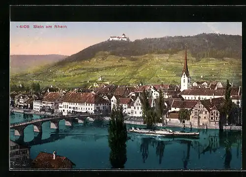 AK Stein am Rhein, Ortsansicht übers Wasser