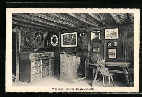 AK Wildhaus, Inneres der Zwinglihütte