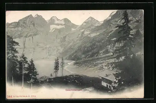 AK Oeschinensee, Teilansicht mit Bergen