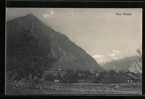 AK Aeschi, Ortspartie mit Bergen