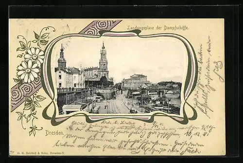 AK Dresden, Landungsplatz der Dampfschiffe, Passepartout