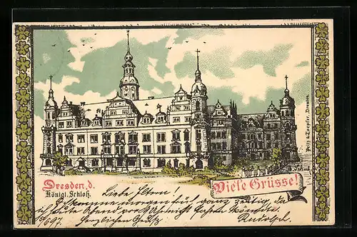 Lithographie Dresden, Königliches Schloss
