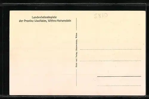 AK Witten-Hohenstein, Landesheimatspiele der Provinz Westfalen, Wilhelm Tell, Durch diese hohle Gasse..., IV. Akt 4