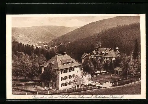 AK Bärenfels, Kurhotel Kaiserhof, Gesamtansicht auf Bahn- und Poststation Kipsdorf