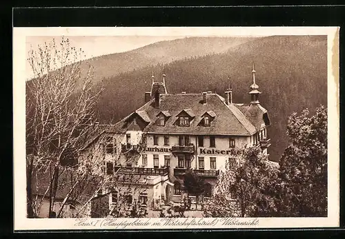 AK Bärenfels, Kurhotel Kaiserhof, Haus I., Hauptgebäude mit Wirtschatfsbetrieb, Westansicht