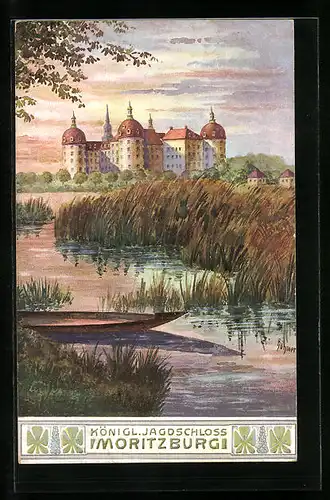 Künstler-AK Moritzburg, Königliches Jagdschloss