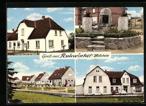 AK Ruhwinkel /Holstein, Hotel zum Landhaus, Lebensmittelgeschaäft E. Gutz