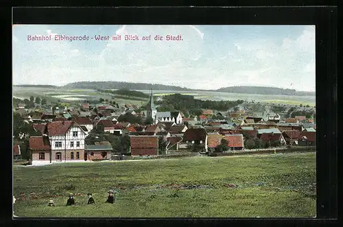 AK Elbingerode, Bahnhof West mit Blick auf die Stadt