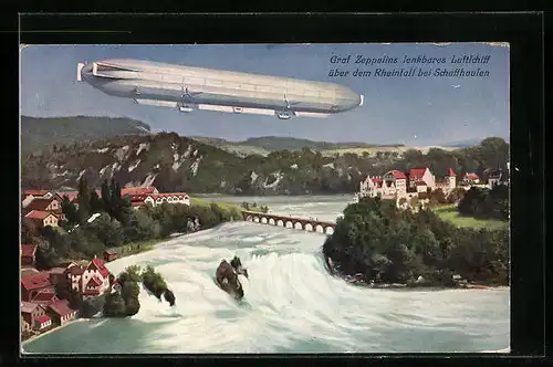 AK Schaffhausen, Zeppelin über dem Rheinfall