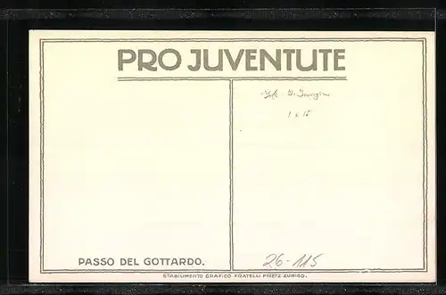 Künstler-AK Carl Moos: Passo del Gottardo, Wanderer auf der Passstrasse