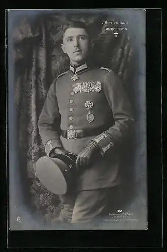 Foto-AK Sanke Nr. 361: Oberleutnant Max Immelmann in Uniform