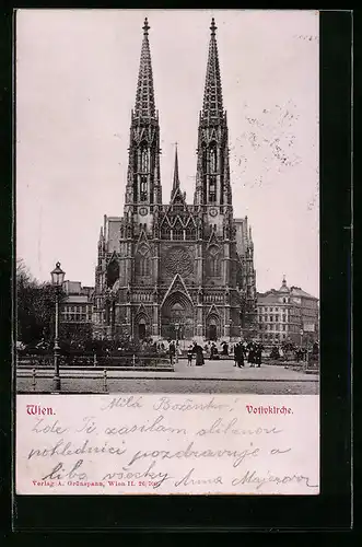 AK Wien, Votivkirche mit Strassenpartie