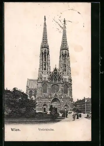 AK Wien, Votivkirche mit Parkanlage