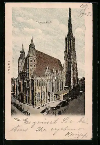 AK Wien, Stephanskirche mit Platz