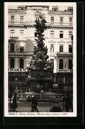 AK Wien, Graben mit Denkmal und Geschäften