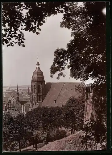 Fotografie Brück & Sohn Meissen, Ansicht Pirna / Elbe, Blick vom Schlossberg nach der Stadt mit Kirche