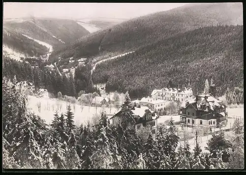 Fotografie Brück & Sohn Meissen, Ansicht Bärenfels i, Erzg., Blick auf den Ort im Winter
