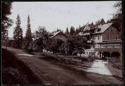 Fotografie Brück & Sohn Meissen, Ansicht Schellerhau i. Erzg., Strassenpartie am Fremdenhof Schellermühle